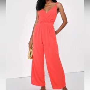 Orange Strappy Wide-Leg Jumpsuit